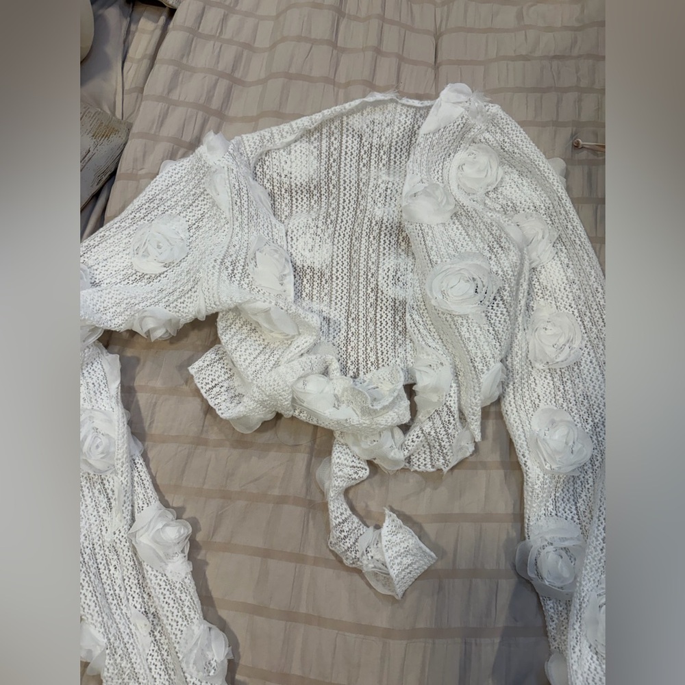 REVOLVE White Textured Floral Top